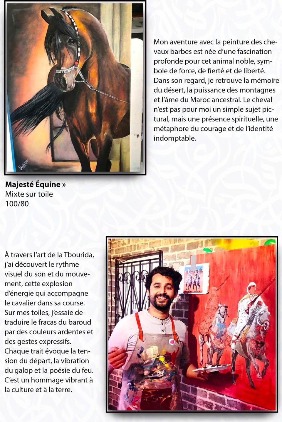 Majesté équine — Othmane Ibnelhabyb, technique mixte sur toile