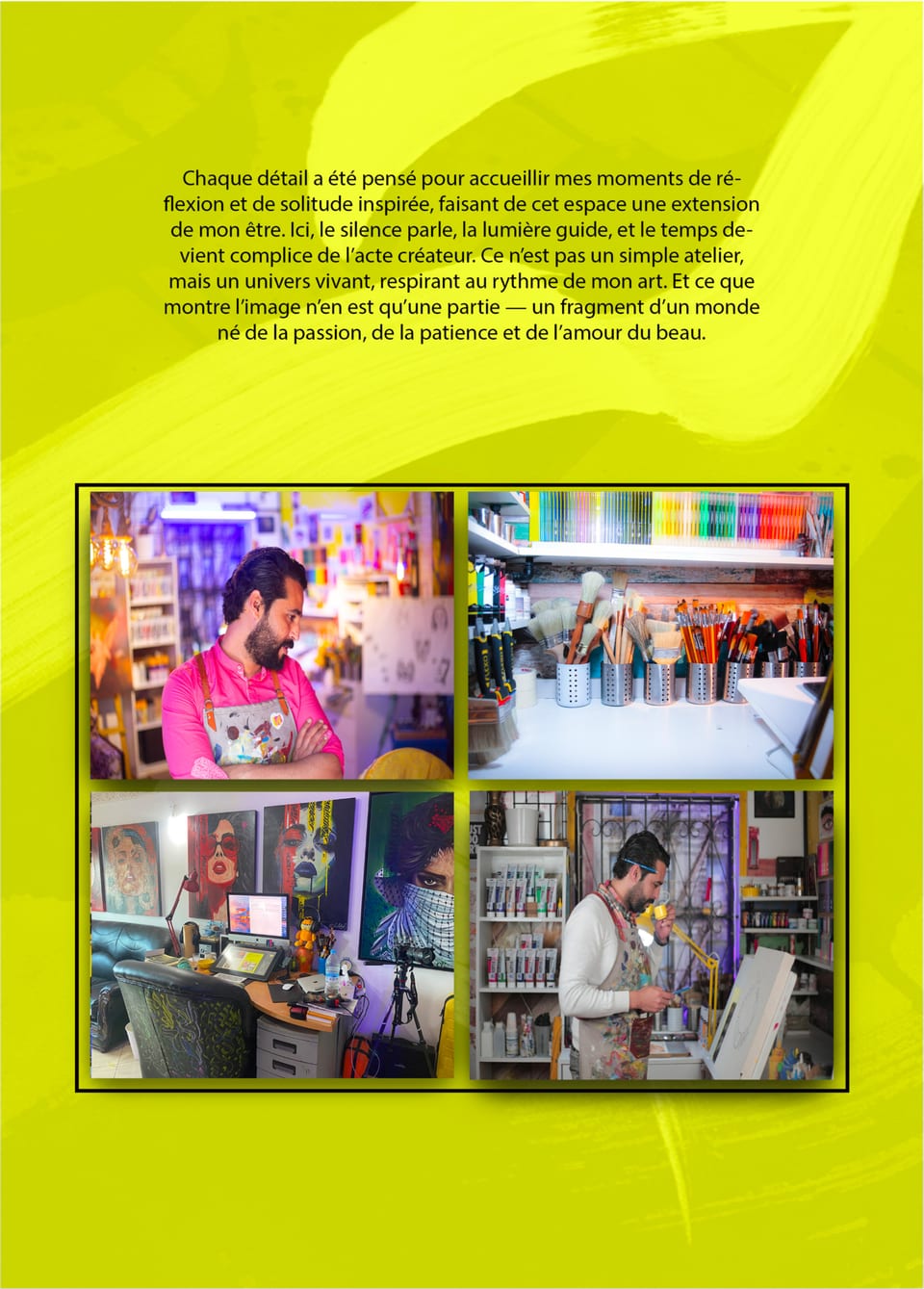 L'atelier, ses pinceaux et ses couleurs