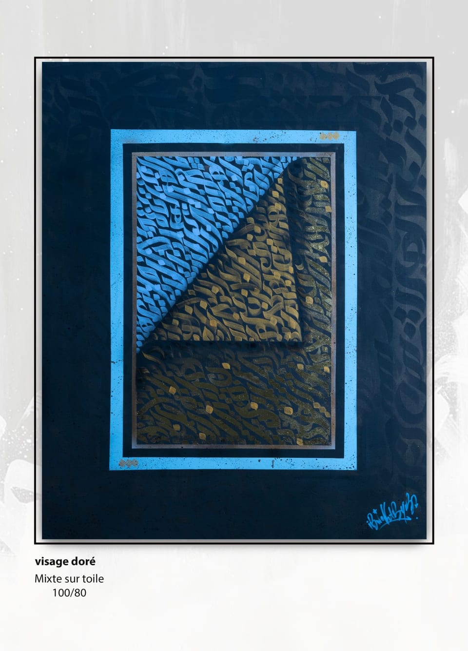 Visage doré — Othmane Ibnelhabyb, technique mixte sur toile